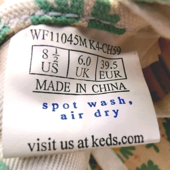 Keds Original Women's 8.5 White Green Floral Flats - Picture 6 of 15